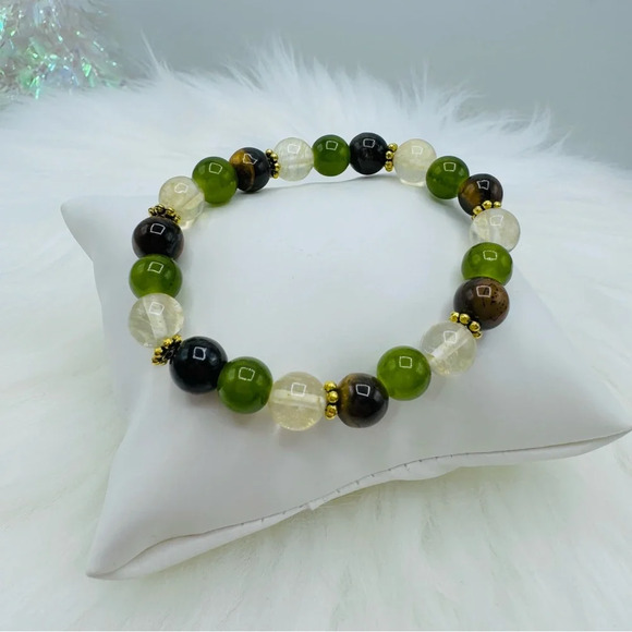 Tiger Eye Stone and Smoky Quartz Mix Beaded Bracelet - Picture 3 of 5